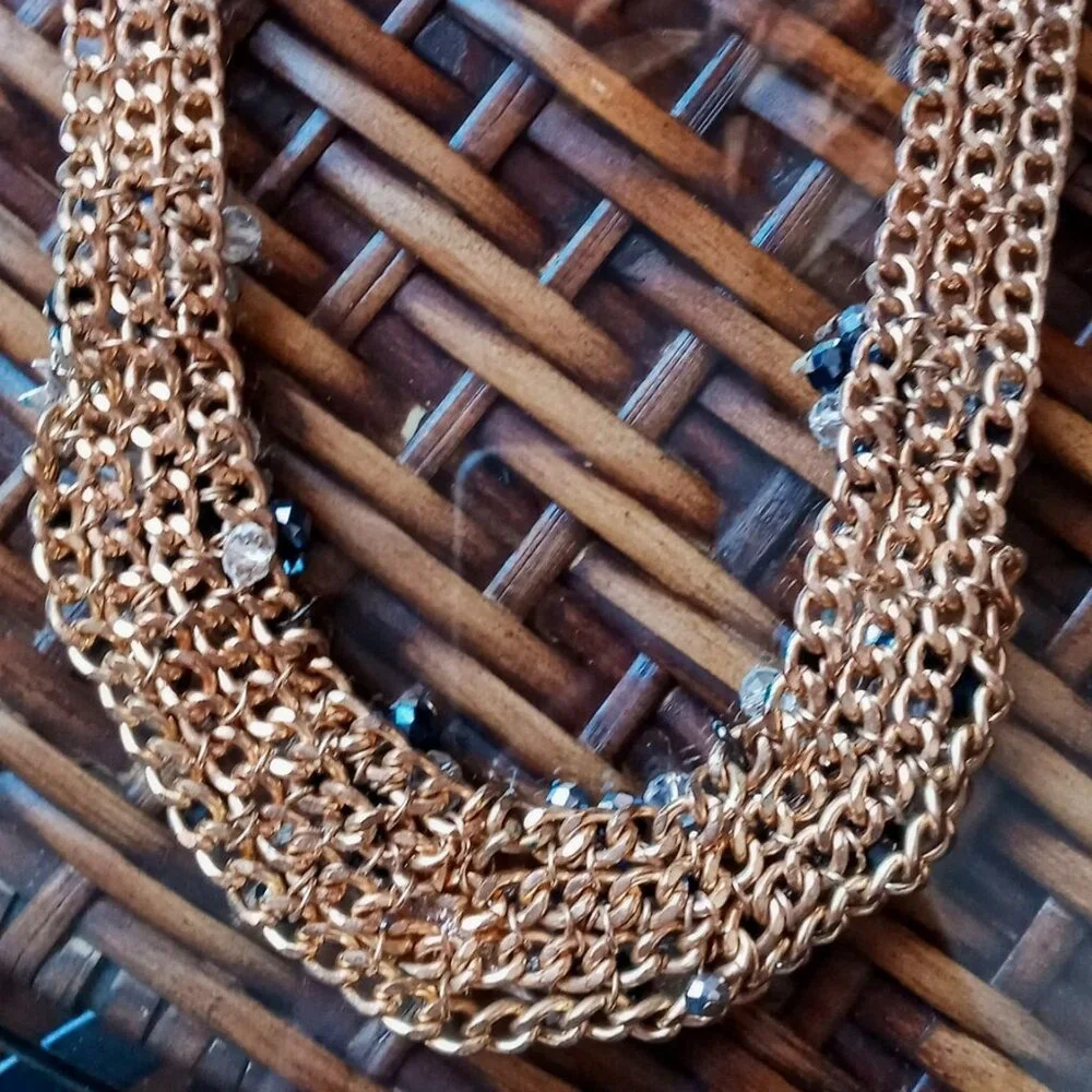 ⭐️HOST PICK! Stunning Starburst Statement Chunky Necklace Black Gold Silver Glam - Picture 11 of 15